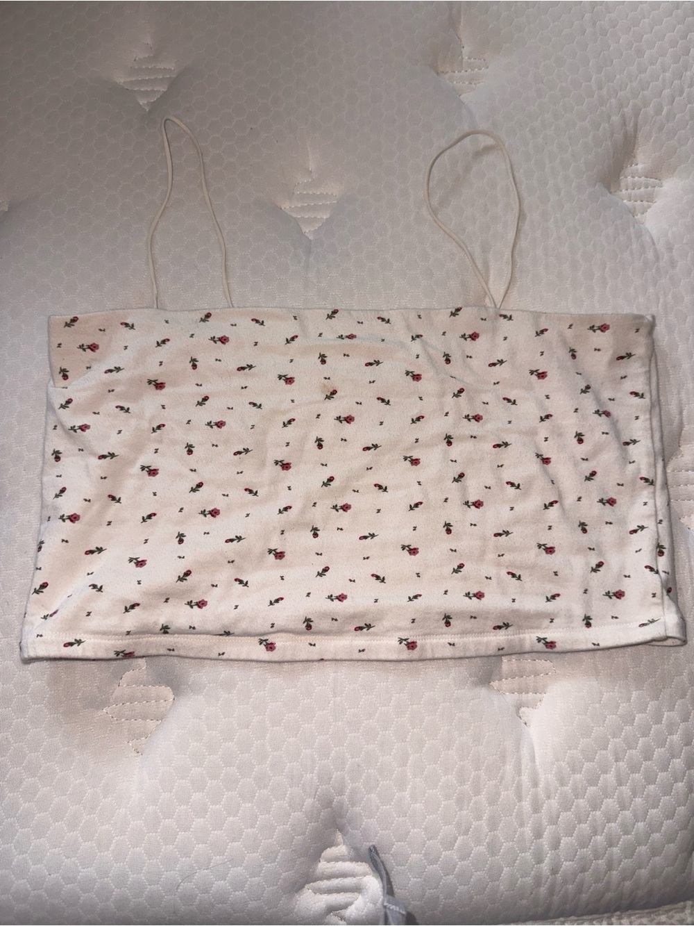 8. Aeropostale White Floral Print Crop Tank Top